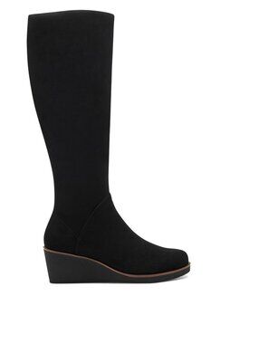 80$ Aerosoles Binocular Women's Wedge Faux Suede Knee-High Boots Size 8.5 Black